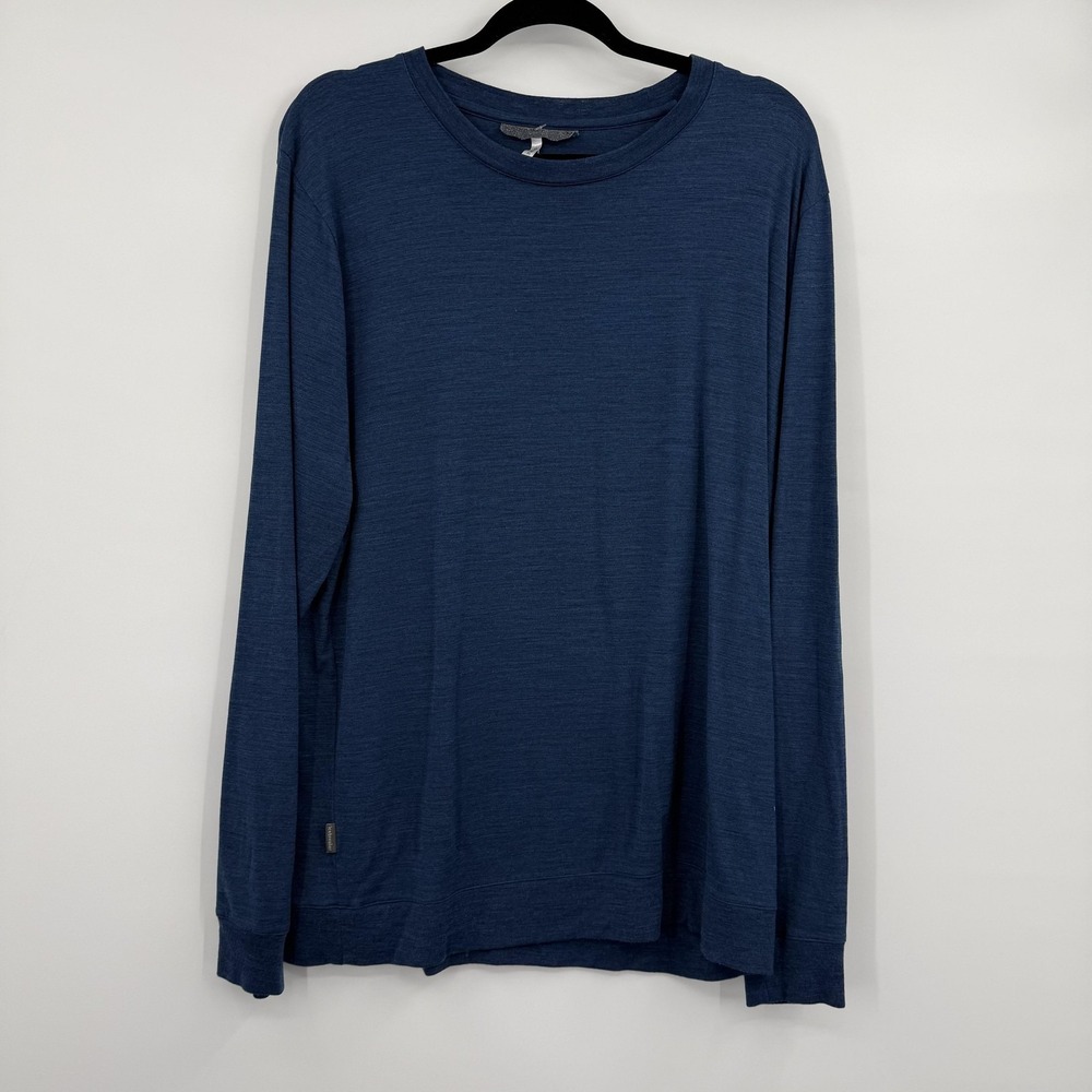 Icebreaker Shirt Mens Medium Blue Long Sleeve Merino Wool Lightweight‎ Hiking